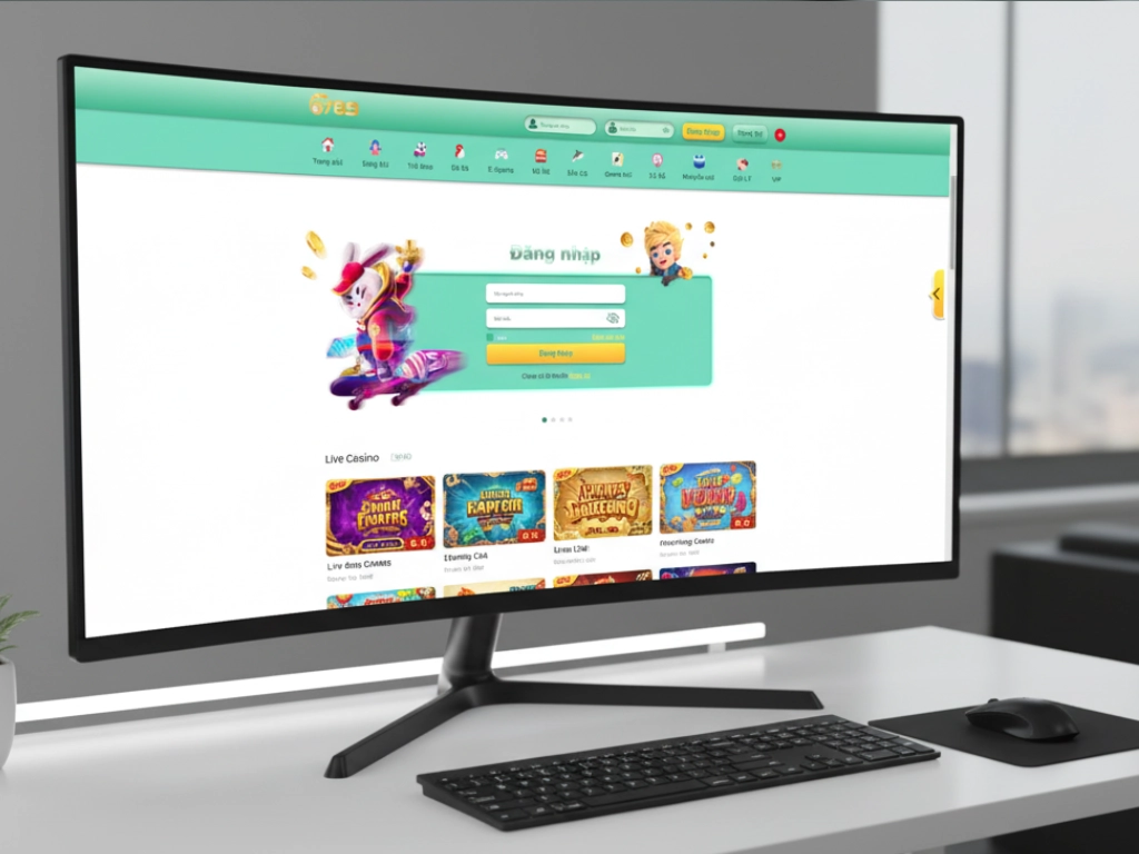 Màn hình máy tính hiển thị trang đăng nhập 6789 Casino