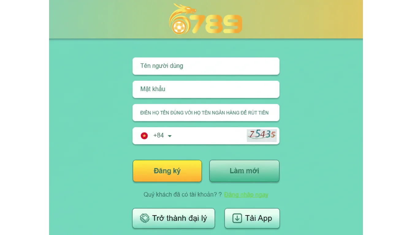 Giao diện đăng ký 6789